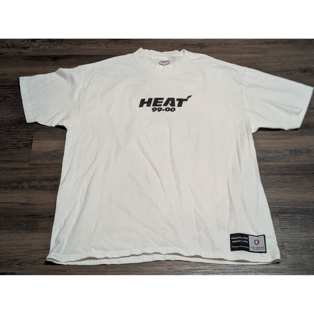 Vintage Miami Heat Inaugural Game T-Shirt 2000 Hanes XL White American‎ Airlines